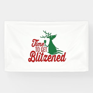 Tijd om dronken te worden Kerstmis rendier Spandoek