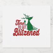 Tijd om dronken te worden Kerstmis rendieren Sparkling Wijnetiket (Enkel label)