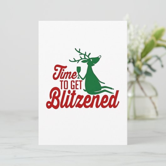 Tijd om geblindeerde kerstrendieren te krijgen feestdagenkaart (Staand voorkant)