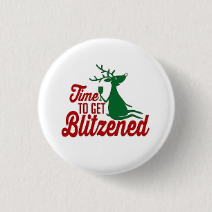 Tijd om geblitzt te worden Kerstmis rendieren Ronde Button 3,2 Cm