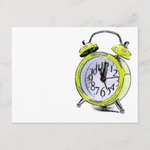 Tijd om gele wekker tekening wakker te maken briefkaart