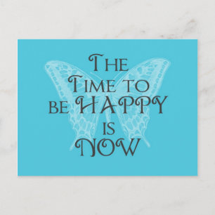 Tijd om HAPPY Aqua Butterfly Briefkaart te zijn