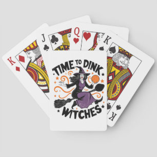 Tijd om Heksen te Dinken Spooky Pickleball Hallowe Pokerkaarten