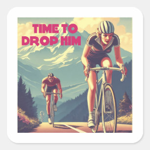 Tijd om hem te laten fietsen vierkante sticker