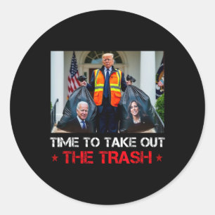 Tijd om het vuilnis Trump Garbage Man uit te schak Ronde Sticker