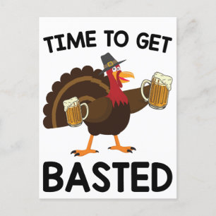 Tijd om ingesmeerd te worden Funny Beer Kalkoen Th Briefkaart