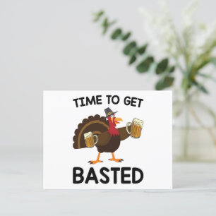 Tijd om ingesmeerd te worden Funny bier kalkoen Th Feestdagenkaart