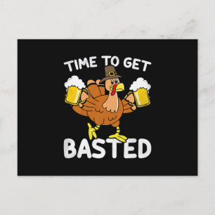Tijd om ingesmeerd te worden Funny bier Thanksgivi Briefkaart