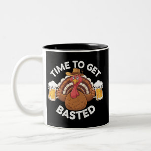 Tijd om ingesmeerd te worden Funny bier Thanksgivi Tweekleurige Koffiemok