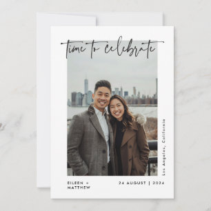 Tijd om moderne script bruiloftsreceptie te vieren aankondiging