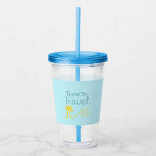 Tijd om naar het strand te reizen acryl drinkbeker