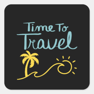 Tijd om naar het strand te reizen vierkante sticker
