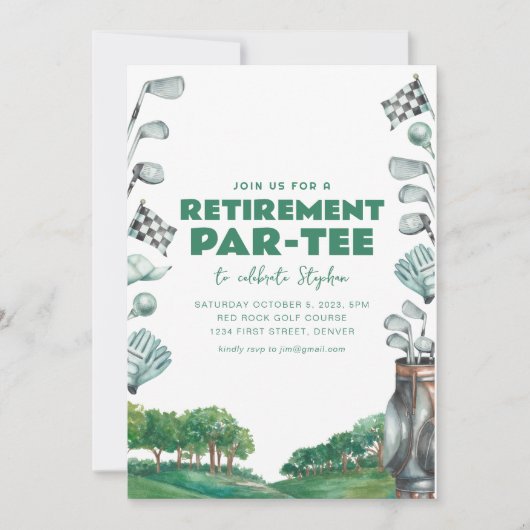 Tijd om Par-T-shirt Golf Retirement Party uit te n Kaart (Voorkant)