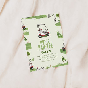 Tijd om Par-T-shirt golfverjaardagsfeestje uit te  Kaart