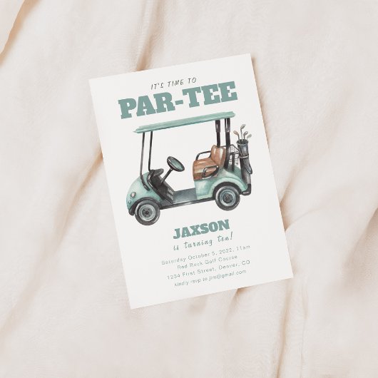 Tijd om Par-T-shirt golfverjaardagsfeestje uit te Kaart