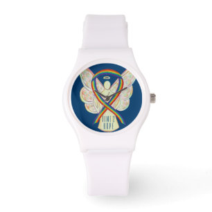 Tijd om Rainbow Awareness Ribbon Angel Watch te ho Horloge