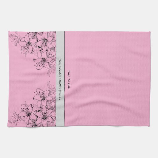 Tijd om roze en zwarte keukenhanddoek te bakken (Horizontaal)