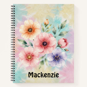 Tijd om te bloeien Tie Dye bloemen Persoonlijk gem Notitieboek