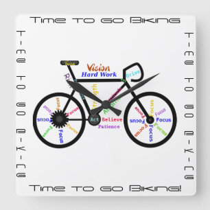 Tijd om te gaan fietsen, fietsen met Motivatie Wor Vierkante Klok
