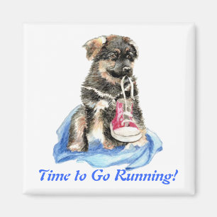 Tijd om te gaan hardlopen Schattige hond & sporthu Magneet
