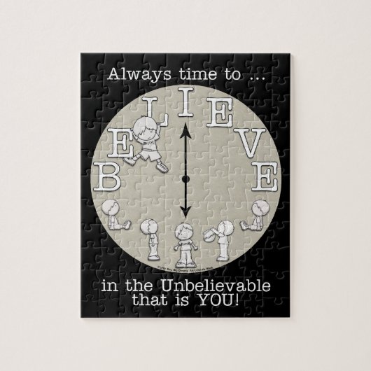 Tijd om te geloven-kleine jongen en klok legpuzzel (Verticaal)