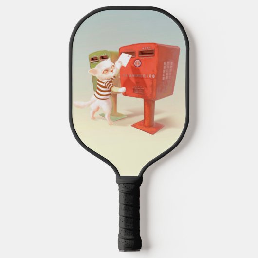 Tijd om te posten – Kat met Taiwanese brievenbus Pickleball Paddle (Voorkant)