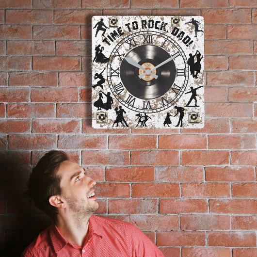 "Tijd om te rocken, pap!" wandklok Vierkante Klok