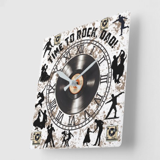 "Tijd om te rocken, pap!" wandklok Vierkante Klok (Hoek)