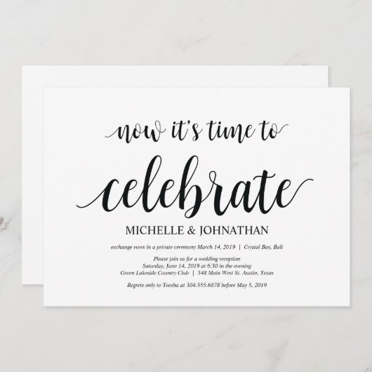 Tijd om te vieren, uitnodigingen voor een intieme  (Voorkant / Achterkant)