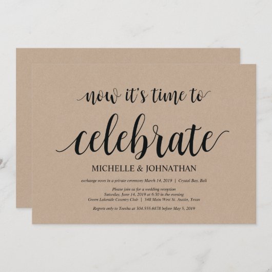 Tijd om te vieren, uitnodigingen voor een intieme (Voorkant / Achterkant)