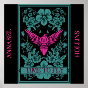 TIJD OM TE VLIEGEN - Exotische roze vogel/schemerb Poster