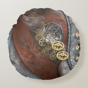 Tijd op leder rond kussen