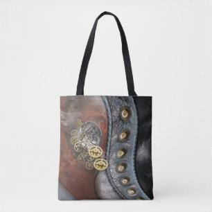 Tijd op leder tote bag