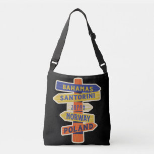 Tijd reiziger l Colorful vakantion l Black Crossbody Tas