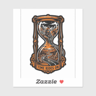 Tijd rijdt op Zandloper Sticker — Biker Decal