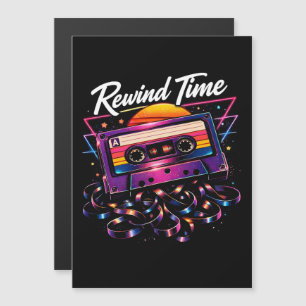 Tijd terugspoelen Vintage Cassettestation Uitnodig Magnetische Uitnodiging
