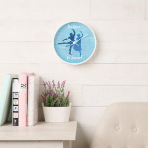 Tijd tot Dance Ballet Theme Blue Large Clock