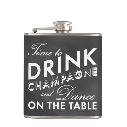 Tijd tot Drink van Champagne Chalkboard Flask Heupfles (Voorkant)