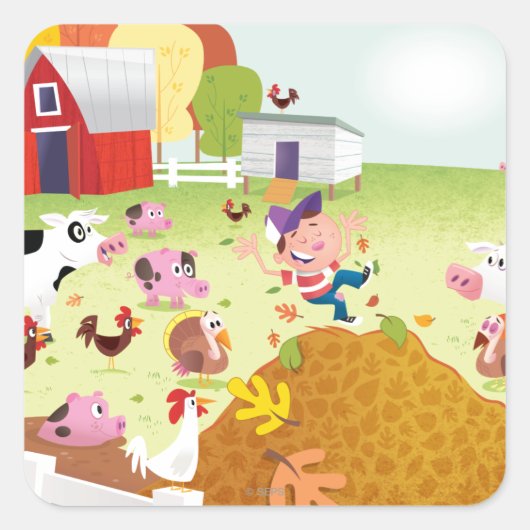 Tijd tot graaf - Farmyard Vierkante Sticker (Voorkant)