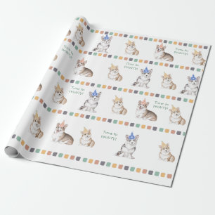  tijd tot PAWTY Corgi Cadeaupapier
