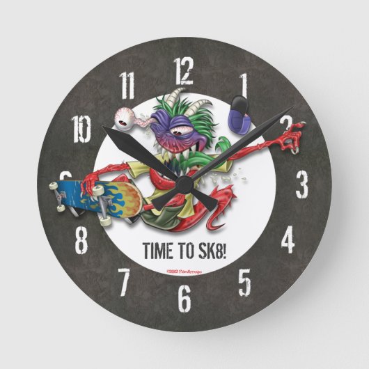 Tijd tot skateboard Wall Clock Concrete Pattern Ronde Klok (Voorkant)