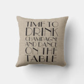 Tijd van 1920 om Champagne Burlap Pillow te Drinke Kussen (Achterkant)
