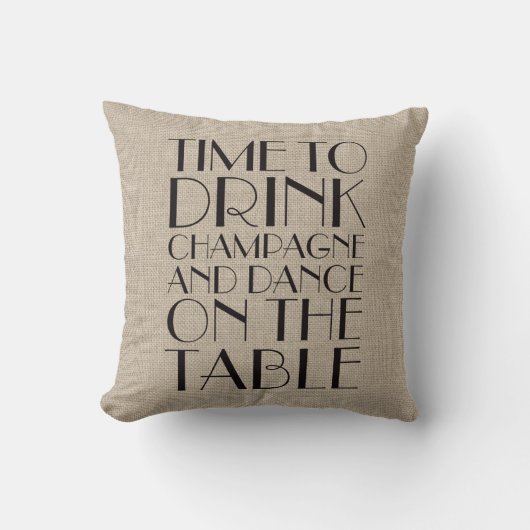 Tijd van 1920 om Champagne Burlap Pillow te Drinke Kussen (Voorkant)