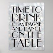 Tijd van 1920 om Champagne Poster Silver te Drinke (Voorkant)