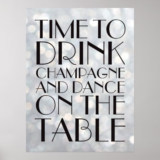 Tijd van 1920 om Champagne Poster Silver te Drinke (Voorkant)