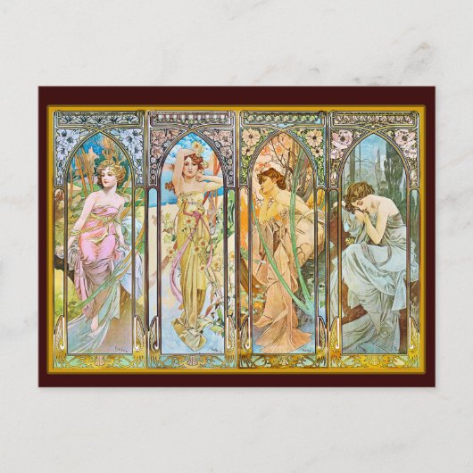 Tijd van de Dag, Alphonse Mucha Briefkaart (Voorkant)