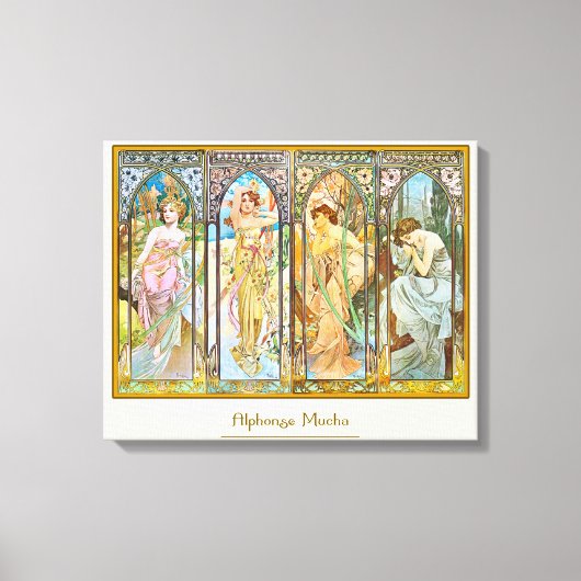 Tijd van de dag - Alphonse Mucha Canvas Afdruk (Voorkant)
