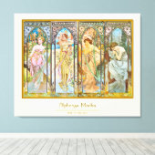 Tijd van de dag - Alphonse Mucha Canvas Afdruk (Insitu (Houten vloer))