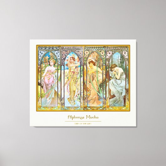 Tijd van de dag - Alphonse Mucha Canvas Afdruk (Voorkant)