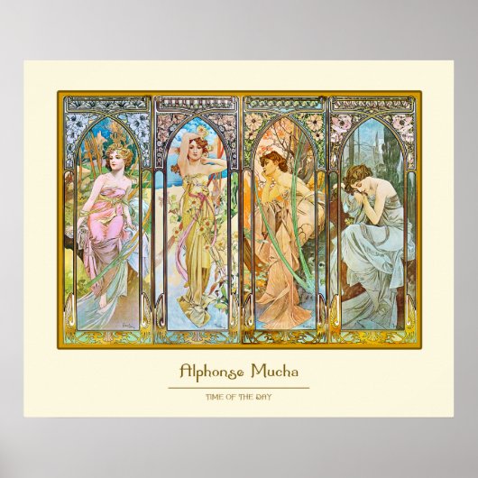 Tijd van de Dag, Alphonse Mucha Poster (Voorkant)